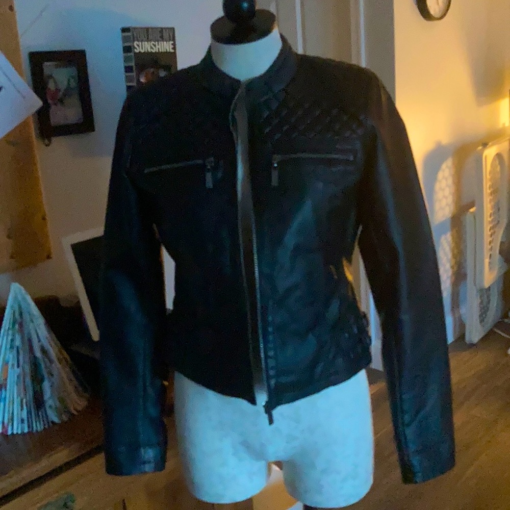 Leather like bomber jacket